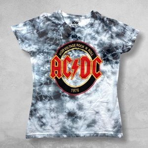 AC/DC Tie Dye 1976 Band High Voltage Band Tee Top